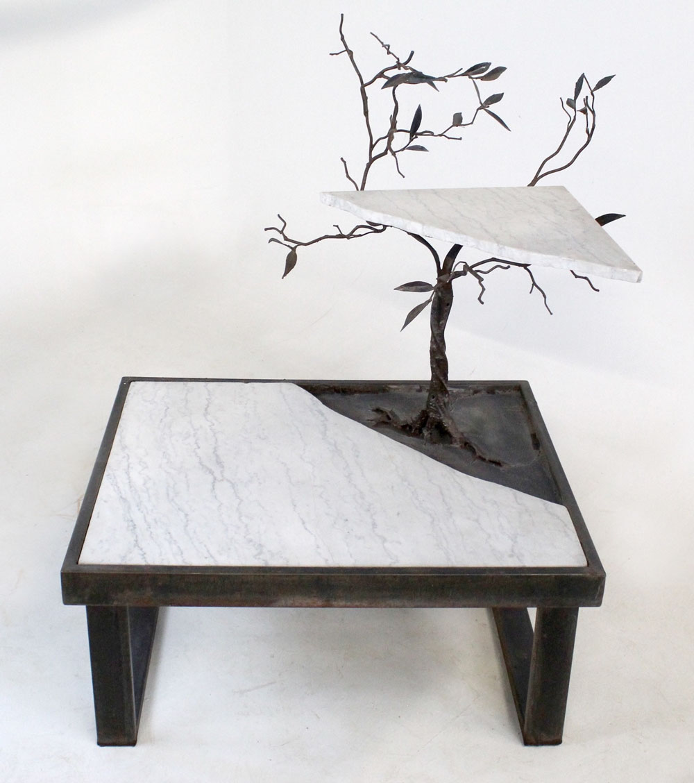 steel and marble art desk